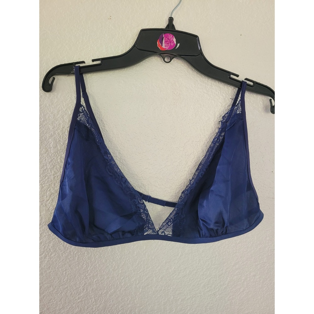 Dreamgirl Navy Blue Eyelash Lace Triangle Bralette Style 12789 XL Womens Bra #12